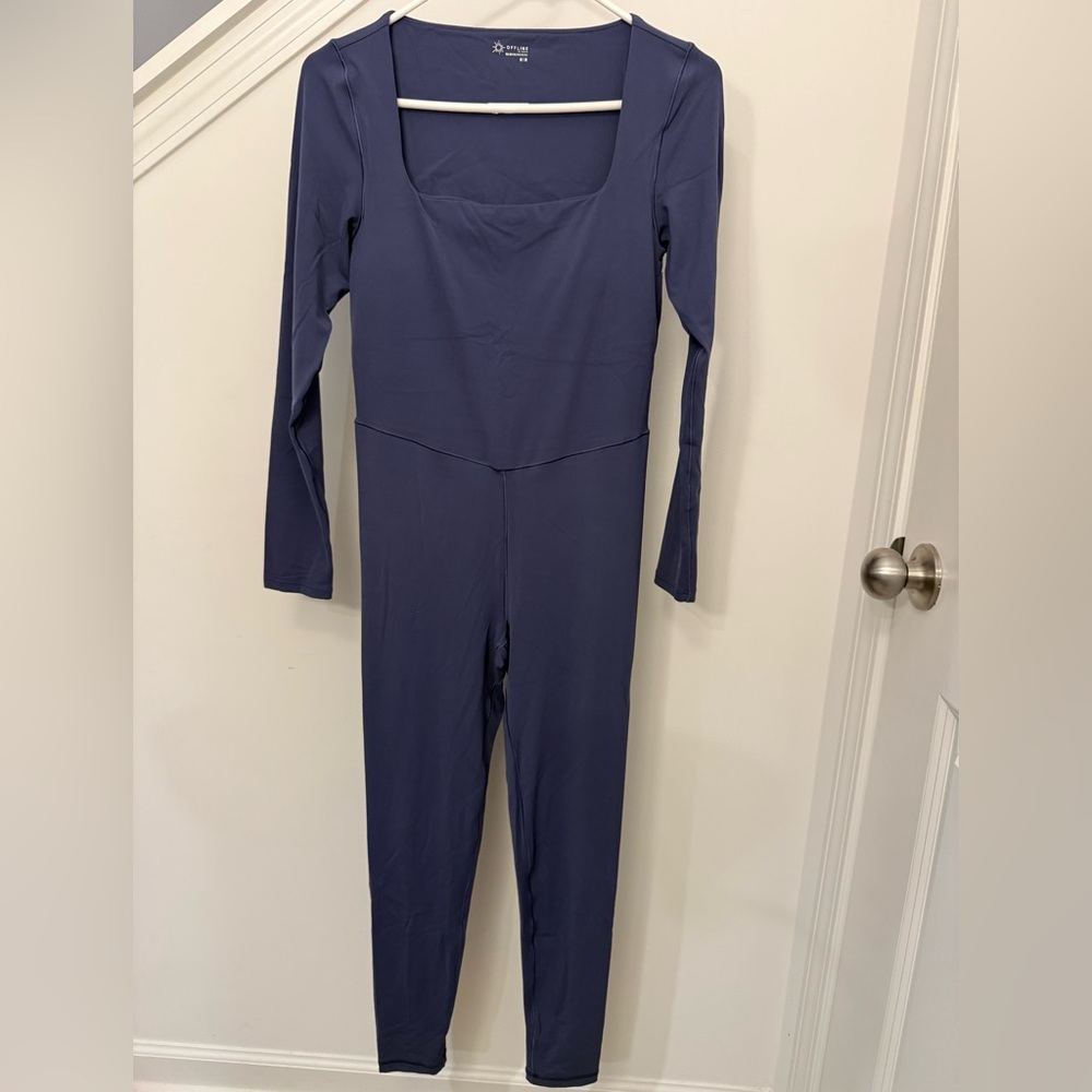 OFFLINE by Aerie Real Me Long Sleeve Jumpsuit Bodysuit One Piece-Blue-Sz M-NWT